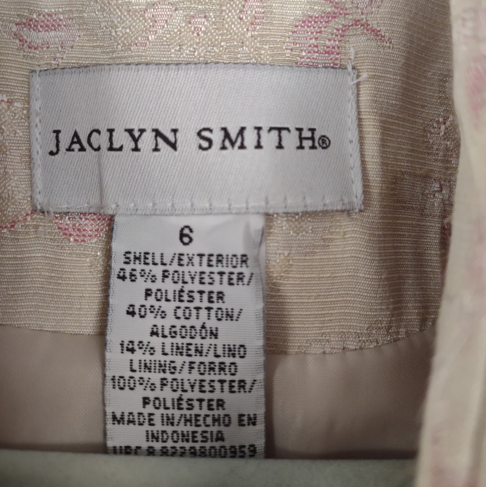 Vintage Brocade Blazer Size 6 Light Pink Cream NWT New Linen‎ Blend - Picture 5 of 9
